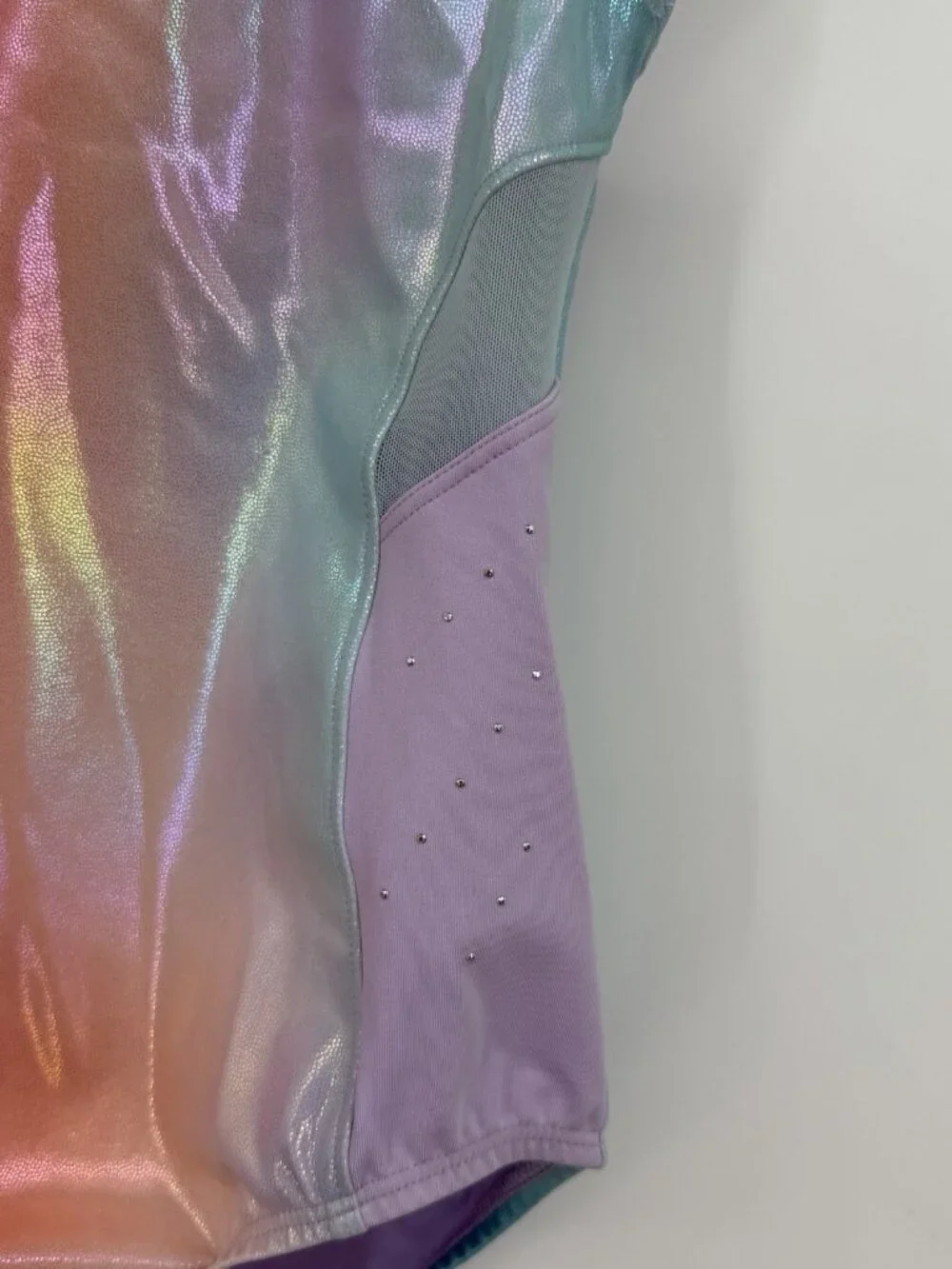 More Than Magic Sleeveless Leotard size S 6/6X Purple/Multicolor Ombre Mesh Stud